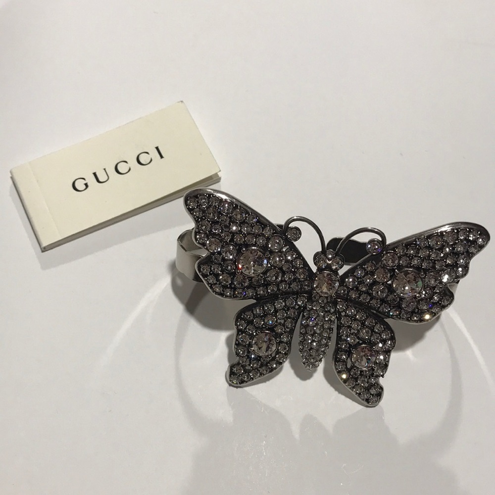 Authentic Gucci butterfly 🦋palm cuff crystals silver tone. Stunning. - Picture 5 of 10